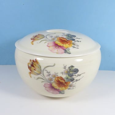 Vintage Coors Pottery Thermo Porcelain Casserole with Lid Tulips Pattern 
