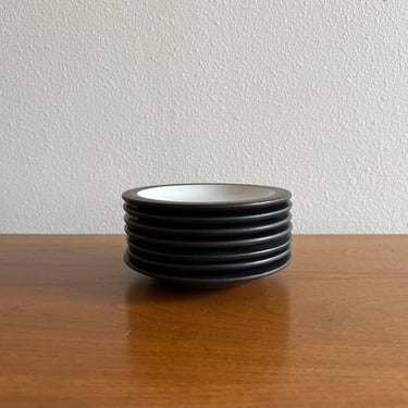Vintage Heath Ceramics Brown and White Rim Line Mini Plate Set 