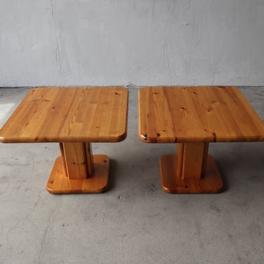 Pair of Vintage Pine Craftsman Side Tables 