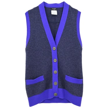 Chanel 2008 Sleeveless Vest Cardigan Dark Gray #40