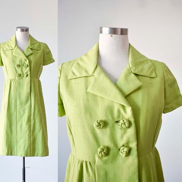 Vintage 1960s Lime Green Dres / Lime Green Vintage Childs Dress / Vintage Teen Dress / 1960s Teen Sized Dress / 1960s Day Dress 