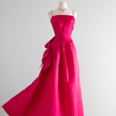 Spectacular 1950’s Frank Starr Camellia Pink Silk Evening Gown / Small