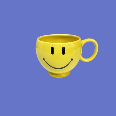 Vintage Mug Retro 1990s A Teleflora Gift + Smiley Face + Be Happy + Ceramic + Yellow and Black + Coffee Cup + Home and Kitchen Decor 
