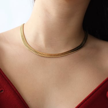 Vintage Flat Snake Chain Layering Necklace