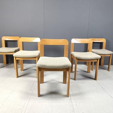 Vintage brutalist dining chairs, set of 6 - 1970s - vintage wooden chairs- brutalist chairs- mid century dining chairs - vintage chairs 