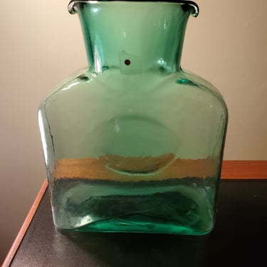 Blenko 384 Water Bottle Decanter Carafe in Green Teal West Virginia Art Glass Made in USA Free Shipping 