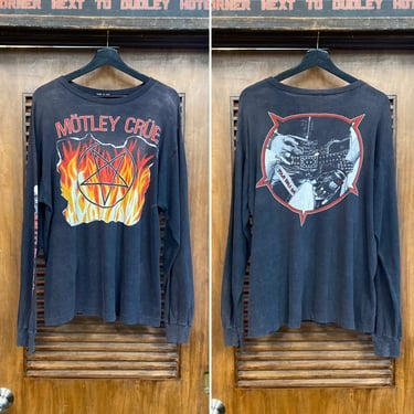 Vintage 1980’s Original Motley Crüe Rock Band 1983-84 Two-Sided Long Sleeve Metal Tee Shirt, 80’s Vintage Clothing 