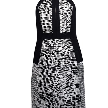 Trina Turk - White & Black Speckled Zip Front Sheath Dress Sz 6