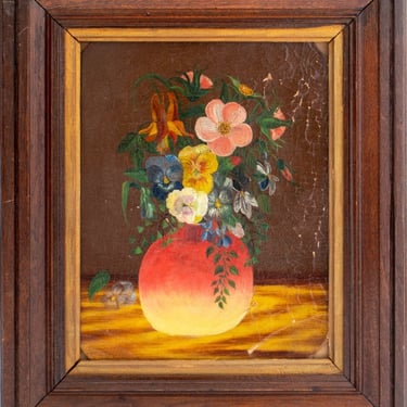 American Naive School Still Life Oil on Board