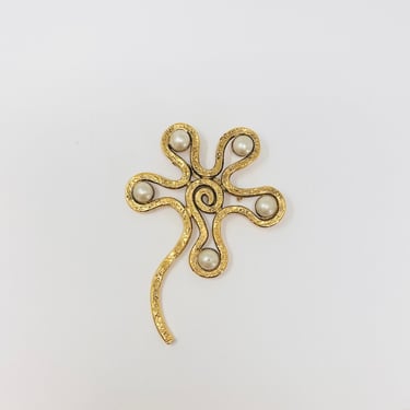 Chanel Gold-Tone Spiral Flower Brooch