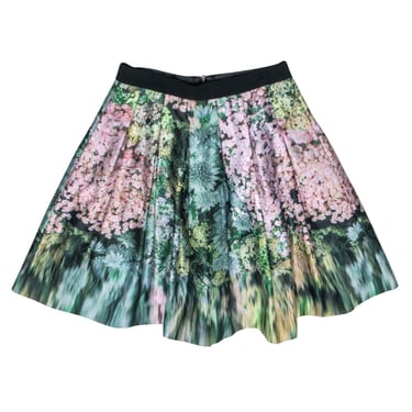 Ted Baker - Green & Pink Floral Pleated Circle Skirt Sz 8