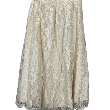 Vintage Jessica McClintock Ivory Lace Skirt Size Small