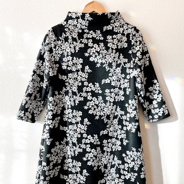 Jacqueline Mini Dress In B+W Cherry Blossom Print