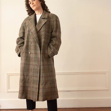 1980s Italian Menswear Tweed Oversize Top Coat 
