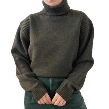 Vintage Womens DKNY Olive Green Wool Turtleneck Minimalistic Sweater Sz XL 