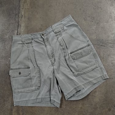 34 90s Eddie Bauer Gray Bush Cotton Cargo Shorts Cargo Y2K 2000s Cool Style Hiking Climbing Tech Rave Goth Baggy Skateboard Skater 