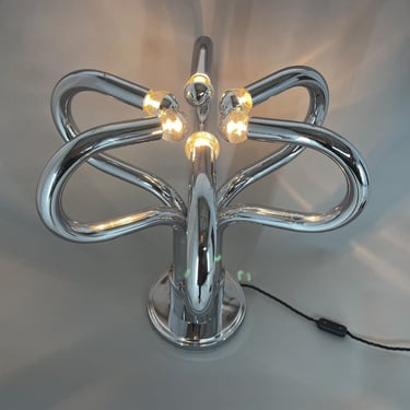 1970's Rare Italian Chrome Space Age Table Lamp by Stilux Milano / Vintage Table Lamp / Small Floor Lamp / Italian Design 