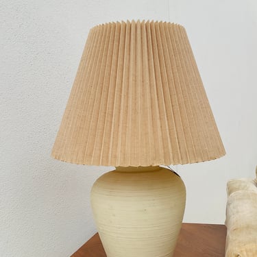 Pottery Cream Lamp with Accordion Shade