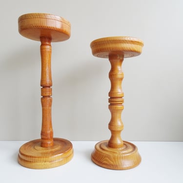 Wooden plant stand, two turned wooden bases 