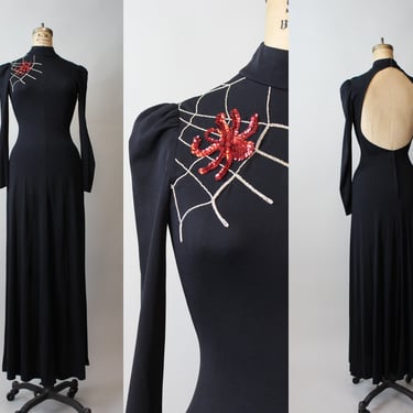 1970s Young Innocent SPIDERWEB open back dress xs small | new fall 