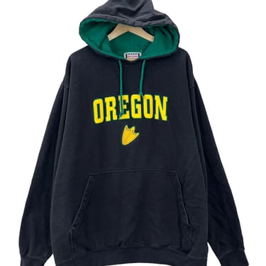 Vintage University of Oregon Duck Black Hoodie Sweatshirt XXL