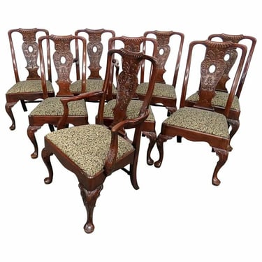 Gorgeous Set 8 Henredon Superbly Carved Mahogany Georgian Style Dining Chairs