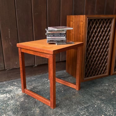 Danish Teak Petite Side Table Pedestal Plant Stand Vintage Mid-Century Modern 