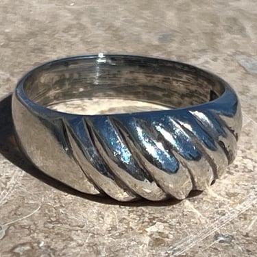 Vintage Mexico Sterling Silver Fluted Domed Band Ring - Size 7.75 