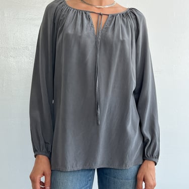 Grey Silk Blouson Top