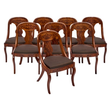 Set of Eight Empire Style Gondola Dining Chairs