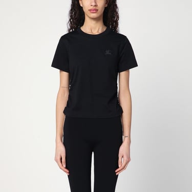 Burberry Black T-Shirt With Check Pattern Detail Women