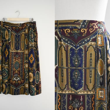 1980s Printed Midi Skirt 
