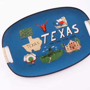 Mid Century Texas Souvenir Tray - The Lone Star State  - The Alamo - Longhorn - Retro Quirky 60s Decor 