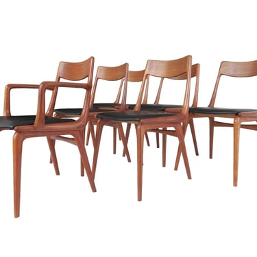 Six (6) Danish Teak Boomerang Dining Chairs for Slagelse by Alfred Christensen 