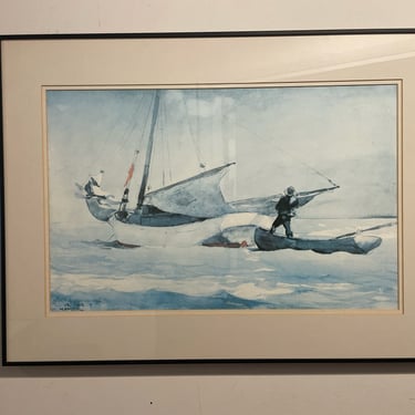 Framed Print "Stowing Sail" by Winslow Homer