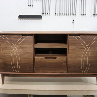 Versatile Media/Entertainment Cabinet; ideal touches for vinyl records and player 