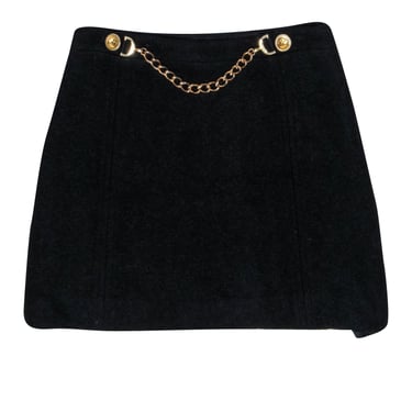Milly - Black Wool Blend Skirt w/ Gold Chain Detail Sz 4