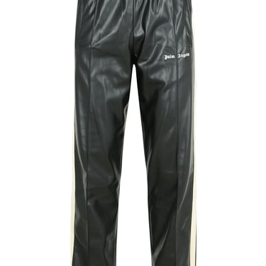 Palm Angels 'Track Leather' Black Polyester Blend Pants Man