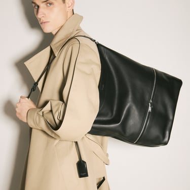 Saint Laurent Men Leather Hobo Tote Bag