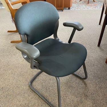 Desk Chair/Side Chair (5)<br />Herman Miller Equa<br />Size B Sled Base<br />Charcoal Fabric Upholstery<br />Gray Plastic and Metal Frame<br />W 25.5 x D 20 x H 34