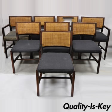 Edward Wormley for Dunbar Cane Back Solid Wood Dining Chairs - Set of 8