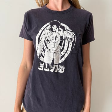 70s ELVIS Black Pocket Tee