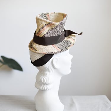 1940s Plaid Tilt Top Hat 