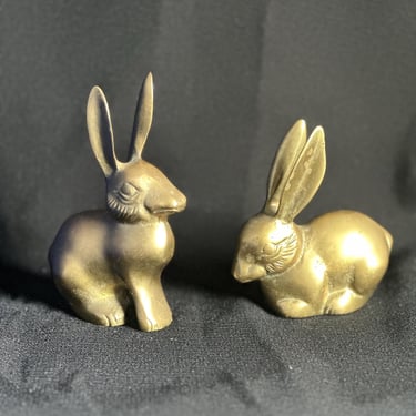 MCM Pair of Brass Bunny Rabbit of Figures 