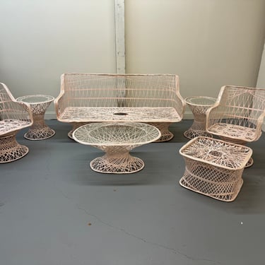 Mid-Century Warren Platner Style Fibreglass 7 Piece Sofa Set 