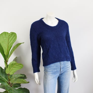 1970s Scoop Neck Navy Mohair Sweater - S/M 