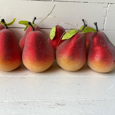 Set of 8 - Vintage Peach Frosted Ornaments, Fruit Ornaments, Christmas Peach Decorations 