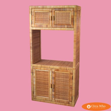 Wrapped and Woven Rattan Cabinet /Etagere