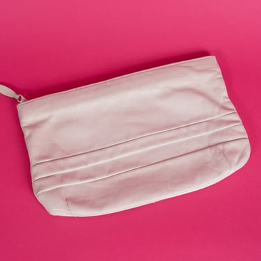 Vintage 80s White Genuine Leather Clutch Purse by Antonia Designs 