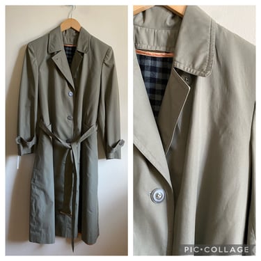 Vintage 90s Taupe Belted Lined Trench Coat Small 
